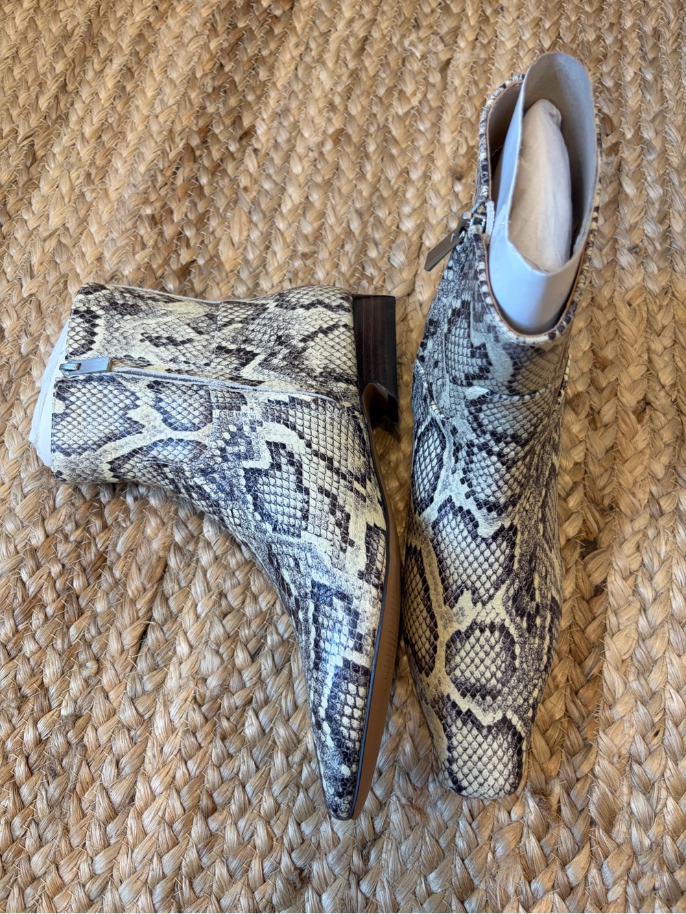 Free People “Easy Does it” Snake Print Boots | Size 7.5